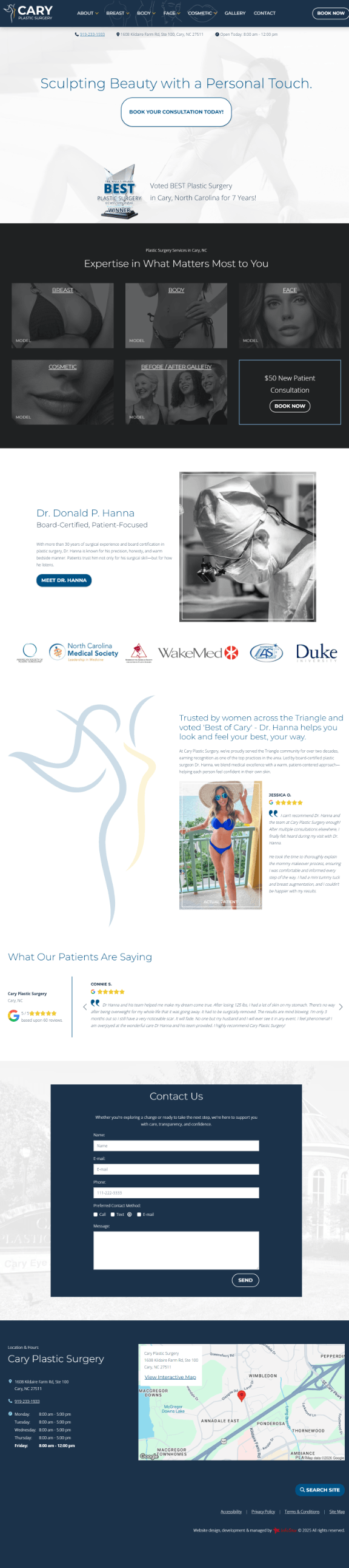Full-page capture of the Cary Plastic Surgery website
