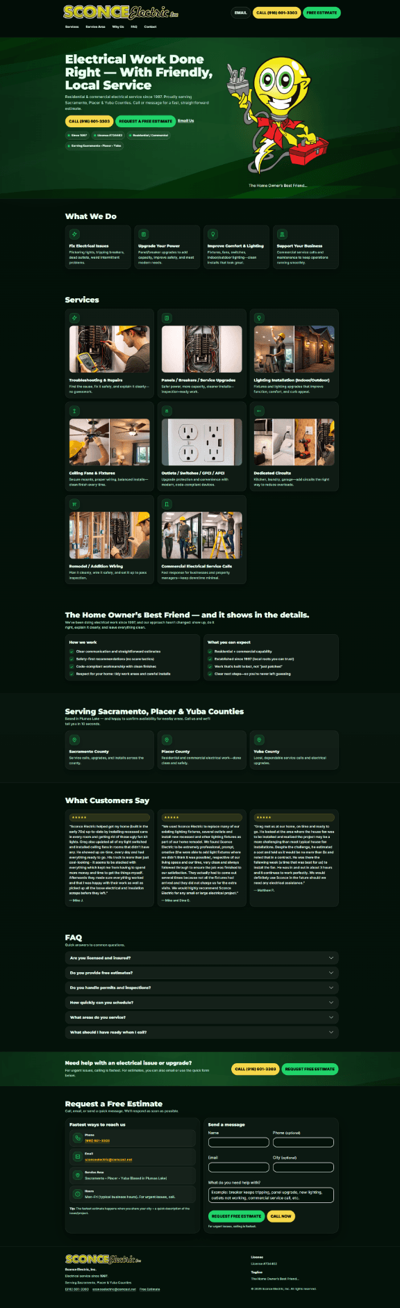 Sconce Electric website designed by InfoStar Productions LLC.